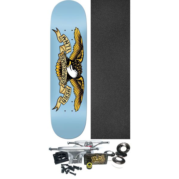 Anti Hero Skateboards Classic Eagle Light Blue Skateboard Deck - 8.28" x 31.7" - Complete Skateboard Bundle